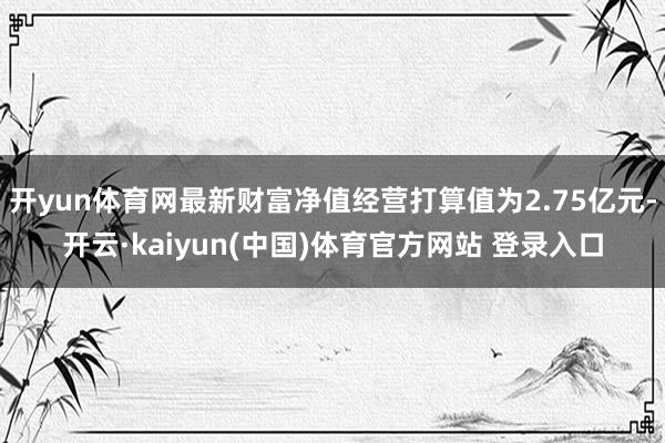 开yun体育网最新财富净值经营打算值为2.75亿元-开云·kaiyun(中国)体育官方网站 登录入口