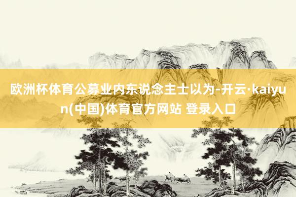 欧洲杯体育公募业内东说念主士以为-开云·kaiyun(中国)体育官方网站 登录入口