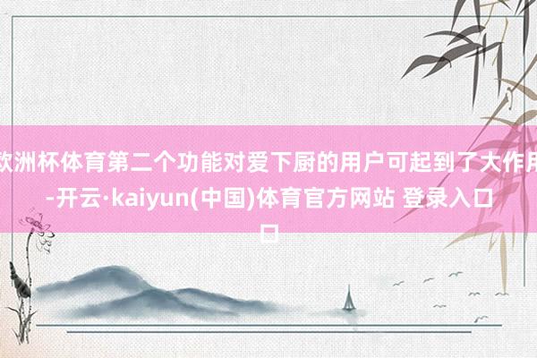 欧洲杯体育第二个功能对爱下厨的用户可起到了大作用-开云·kaiyun(中国)体育官方网站 登录入口