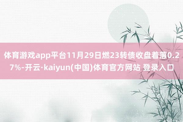 体育游戏app平台11月29日燃23转债收盘着落0.27%-开云·kaiyun(中国)体育官方网站 登录入口